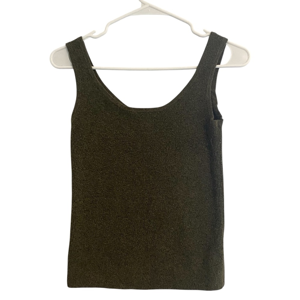 a new day | Sweater Tank Top Olive Green Ribbed Recycled Polyester